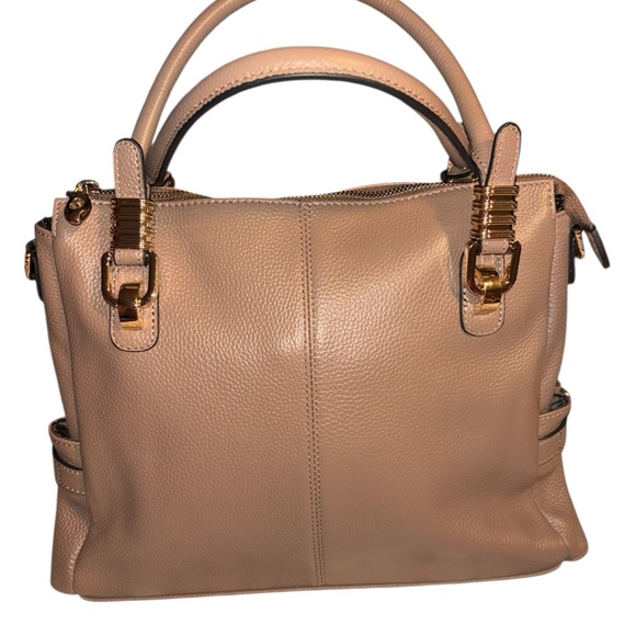Kattee Handbags - Kattee Elegant Tan Pebble Leather Satchel